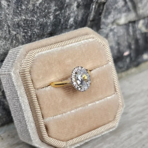 Classic Oval Halo Zirconia Glam Ring - Picture 8 of 8